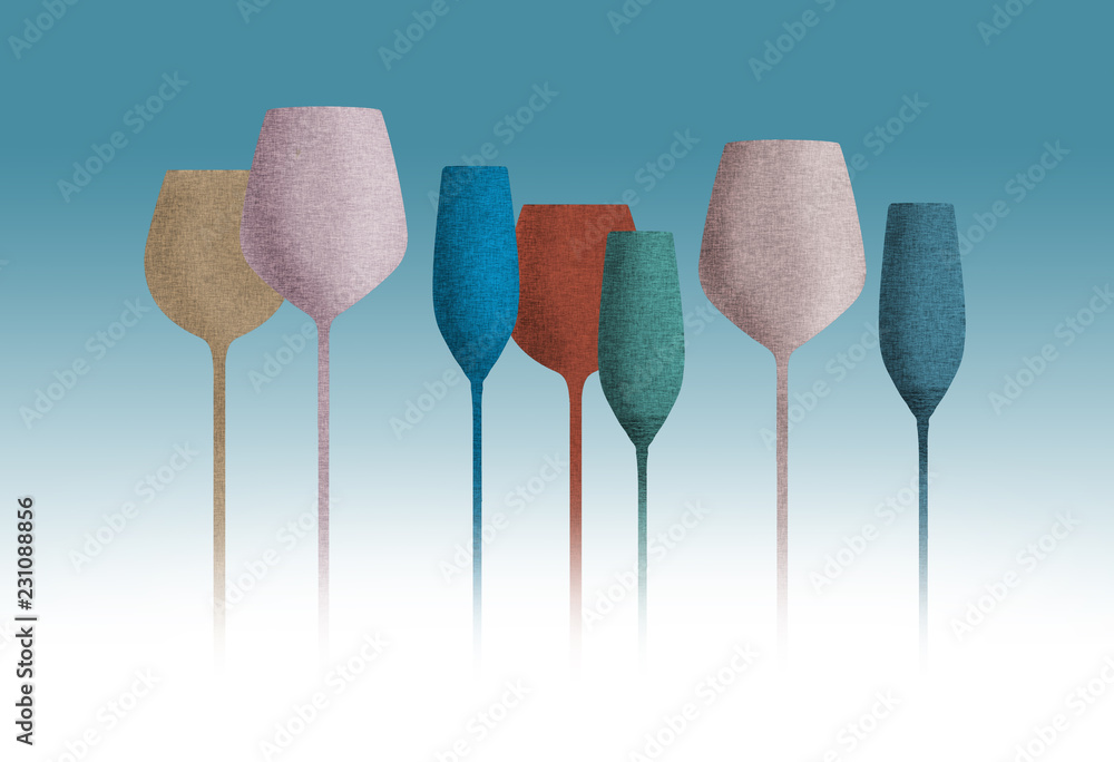 Long stem glassware with a textured color finish Long stem glassware with a textured color finish