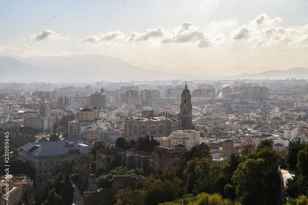 Aerial view of Malaga from a hill