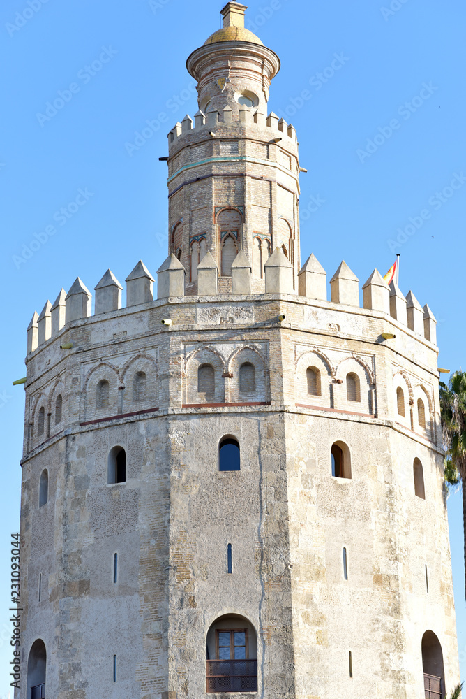 Torre del Oro, or the Tower of Gold, is one of the most important and emblematic monuments in Seville, Spain