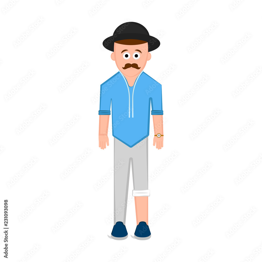 Isolated hipster cartoon character. Vector illustration design