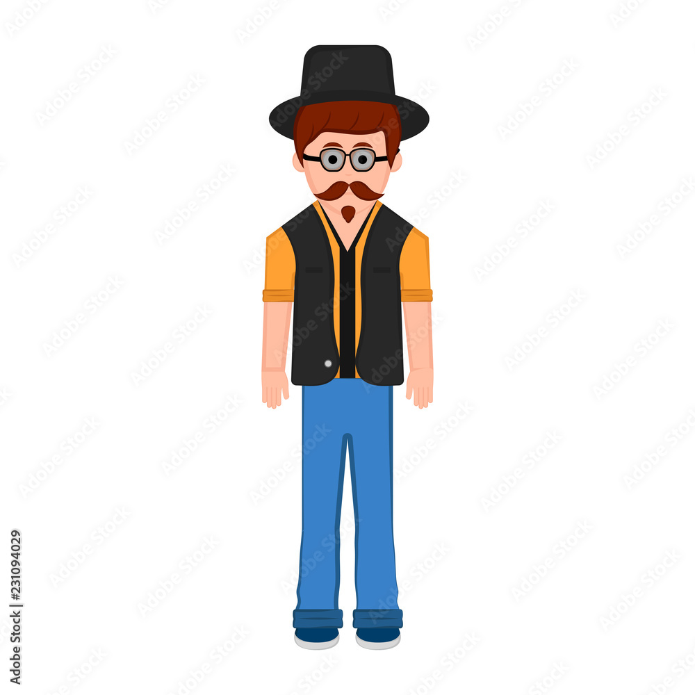 Isolated hipster cartoon character. Vector illustration design