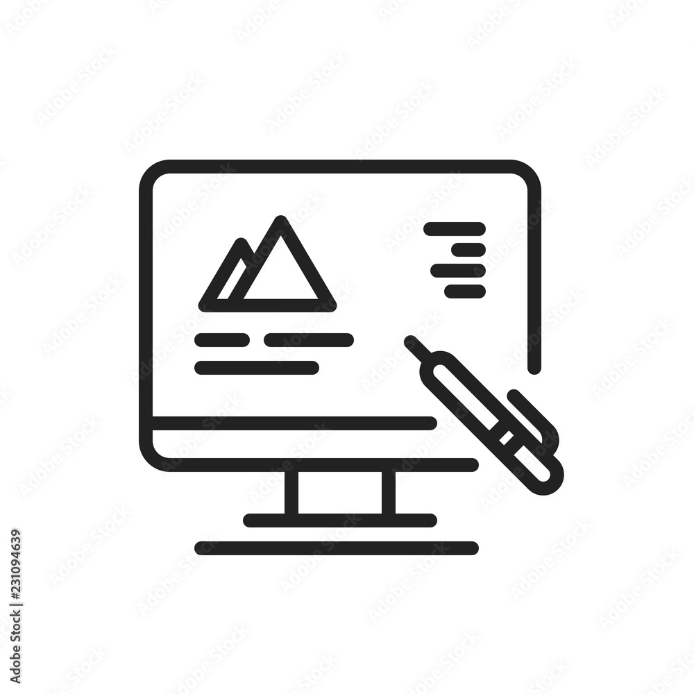 Computer Pen Information Tourism Icon Vector Line Outline Computer Pen Information Tourism Icon Vector Line Outline