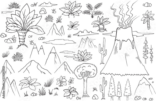 Nature Graphic Resource Doodles Vector Set