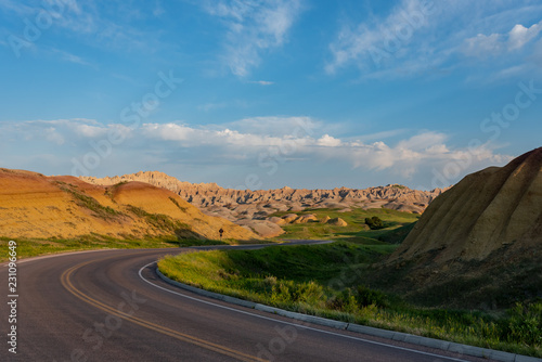 Curve of Bandlands Loop Road on Cloudy Day