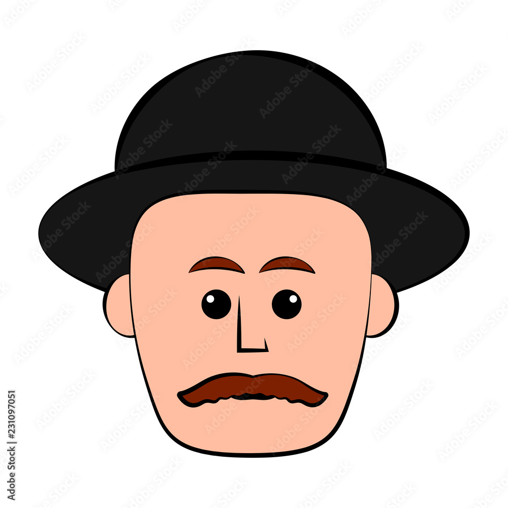 Isolated hipster avatar with a hat. Vector illustration design Isolated hipster avatar with a hat. Vector illustration design