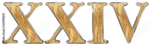 Roman numeral XXIV, quattuor et viginti, 24, twenty four, isolated on white background, 3d render photo