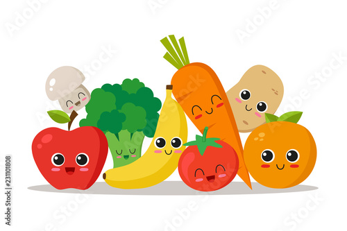 Vegetables and fruits character collection