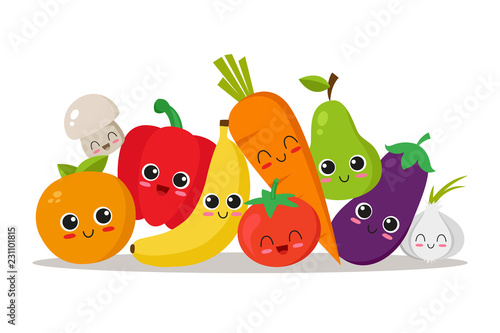 Vegetables and fruits character collection