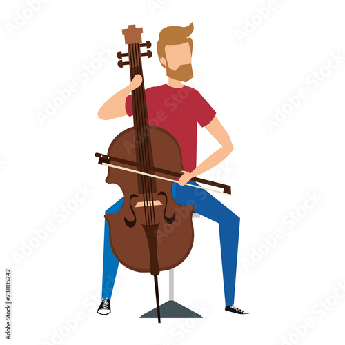 man playing classic cello instrument