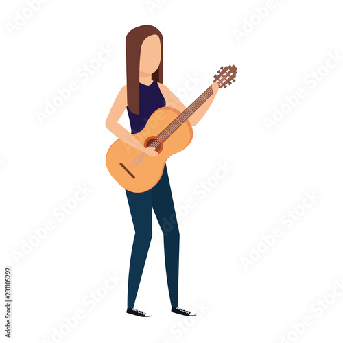 woman playing acoustic guitar