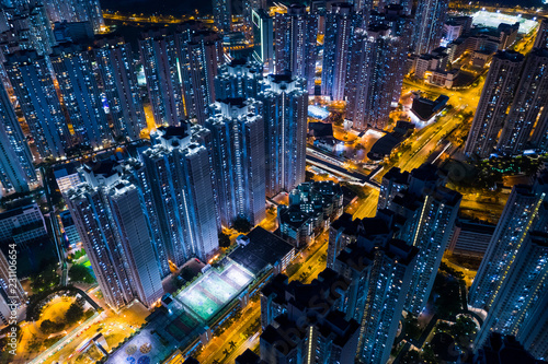 Hong Kong residential district at night