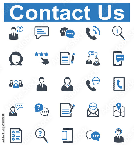 Contact Us Icon Set - 2 (Blue Series)