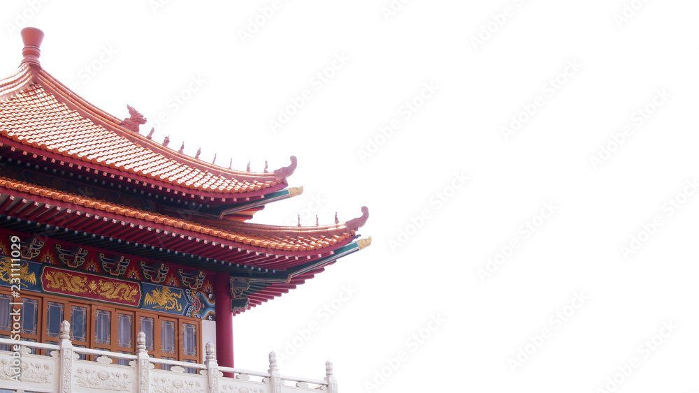 Obraz premium chinese historic traditional architecture on white background