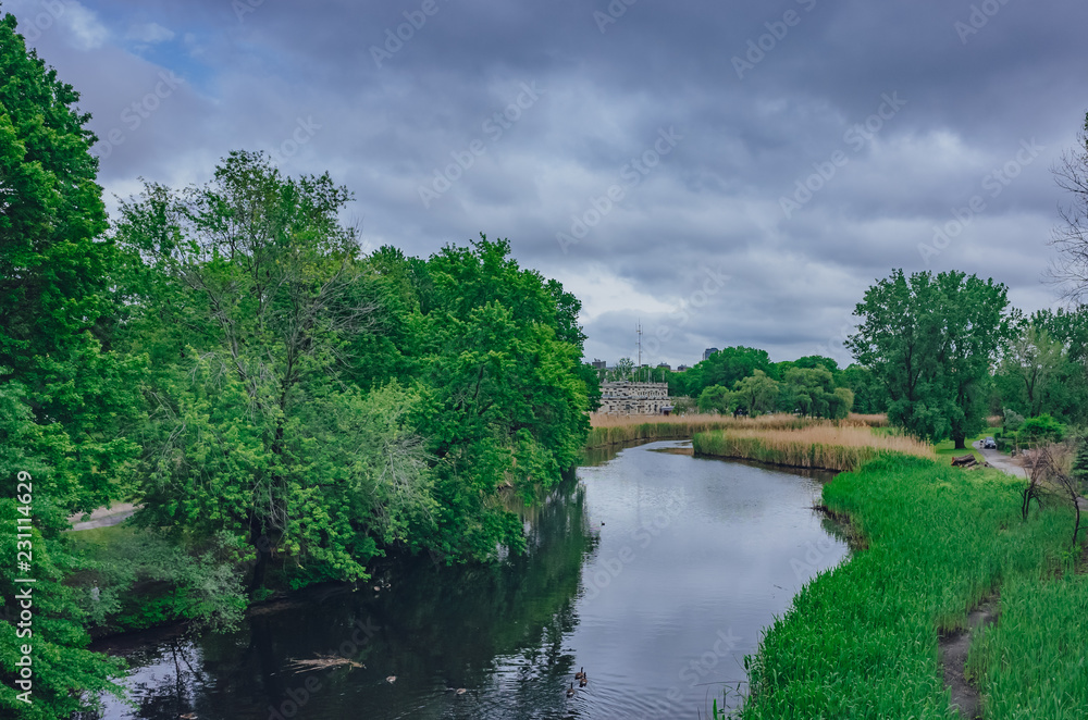 Rivers and trees in Back Bay Fens, in Boston, USA Rivers and trees in Back Bay Fens, in Boston, USA