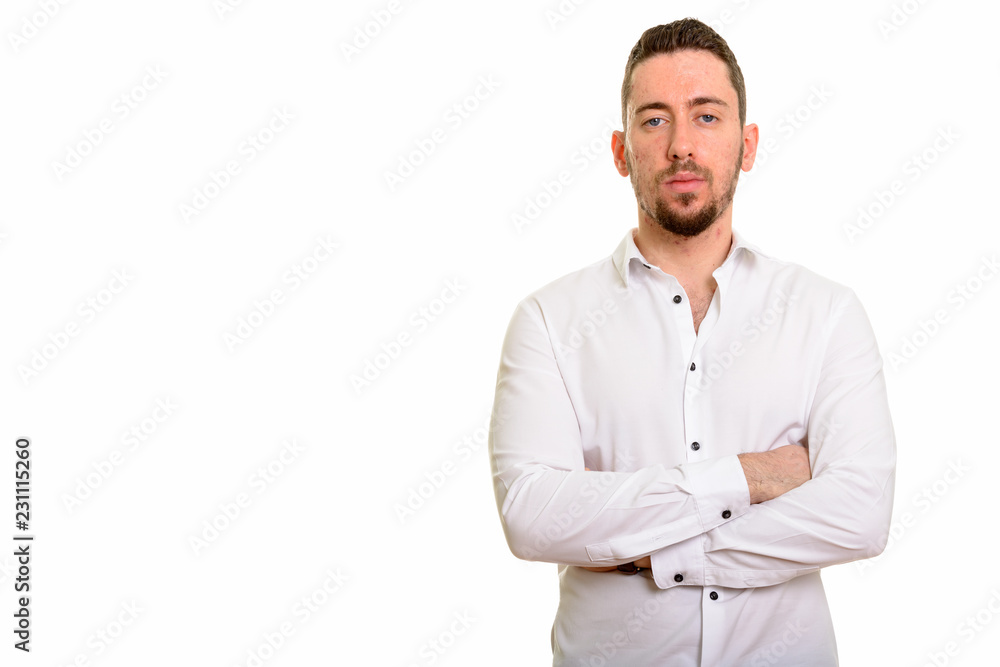 Young handsome Caucasian man looking at camera Young handsome Caucasian man looking at camera
