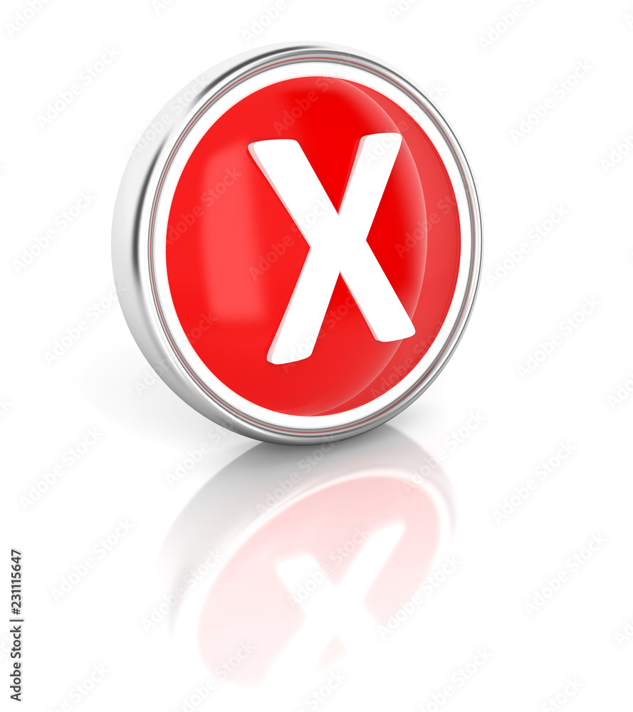 Obraz premium X icon on glossy red round button