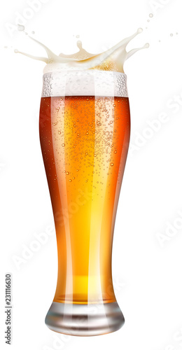 Pint of beer with splashes