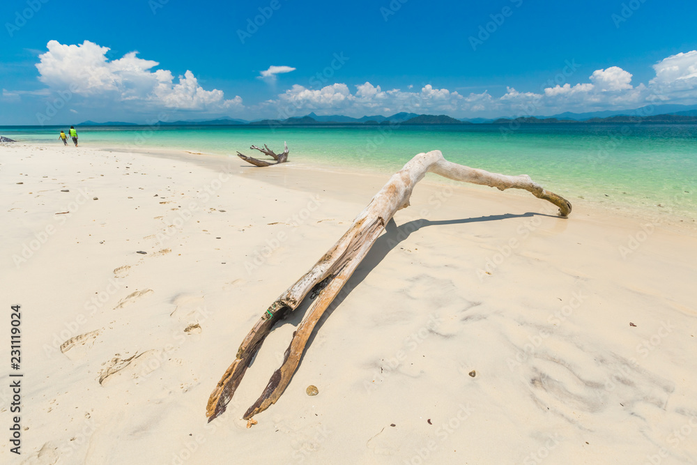White sand beach and Long-tail boat at Khang Khao Island (Bat island), The beautiful sea Ranong Province, Thailand. White sand beach and Long-tail boat at Khang Khao Island (Bat island), The beautiful sea Ranong Province, Thailand.