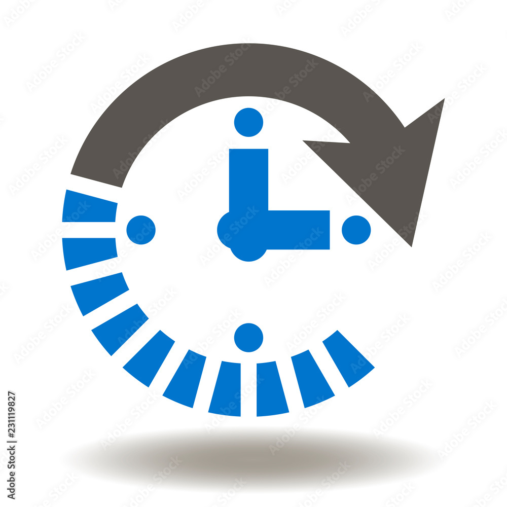 Clock arrow icon vector. Time Management Business Logo. Fast moving