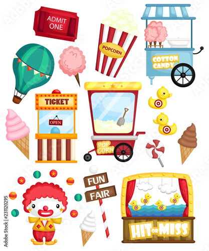 a carnival vector set with many carnival items and object