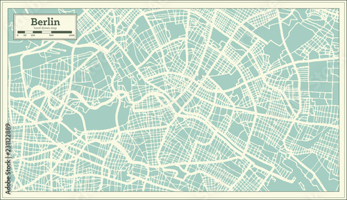 Berlin Germany City Map in Retro Style. Outline Map.