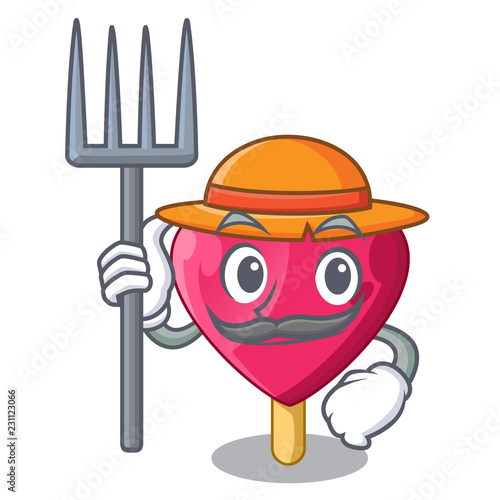 Farmer chocolate heart on ice cream cartoon