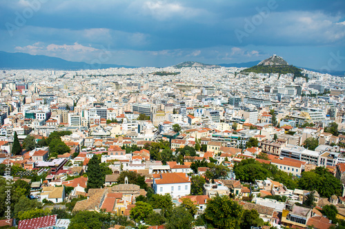 View from the Akropolis, the Pantheon in Athens, Greece © candreea