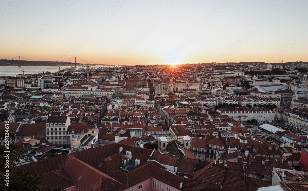 Sunset view of Lisbon city, Portugal