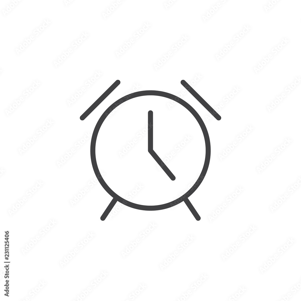 Alarm clock outline icon. linear style sign for mobile concept and web design. Watch ticker simple line vector icon. Time symbol, logo illustration. Pixel perfect vector graphics Alarm clock outline icon. linear style sign for mobile concept and web design. Watch ticker simple line vector icon. Time symbol, logo illustration. Pixel perfect vector graphics