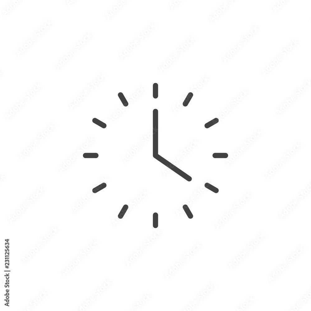 Office wall clock outline icon. linear style sign for mobile concept and web design. Watch simple line vector icon. Time symbol, logo illustration. Pixel perfect vector graphics - obrazy, fototapety, plakaty 