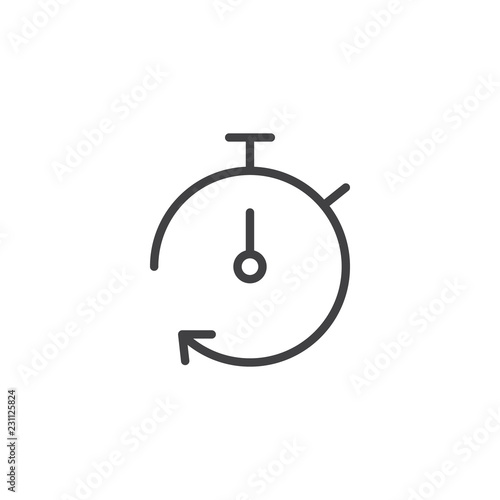 Stopwatch timer outline icon. linear style sign for mobile concept and web design. stopwatch with clockwise arrow simple line vector icon. Symbol, logo illustration. Pixel perfect vector graphics