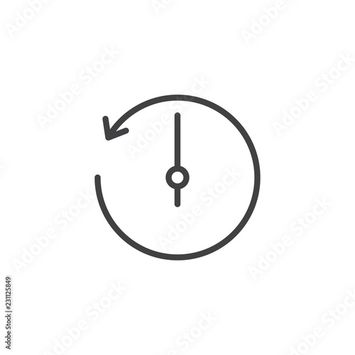 Counterclockwise rotation arrow outline icon. linear style sign for mobile concept and web design. Time back simple line vector icon. History symbol, logo illustration. Vector graphics