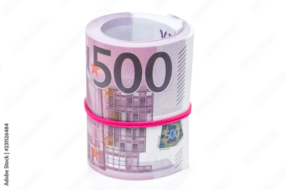 Bundle of euro money on white Bundle of euro money on white