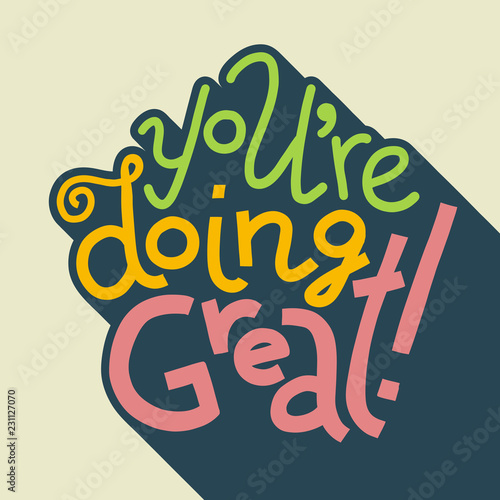 Long shadow You're Doing Great lettering card