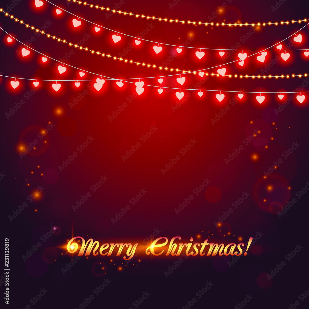 Christmas abstract background with light garland. Vector illustration