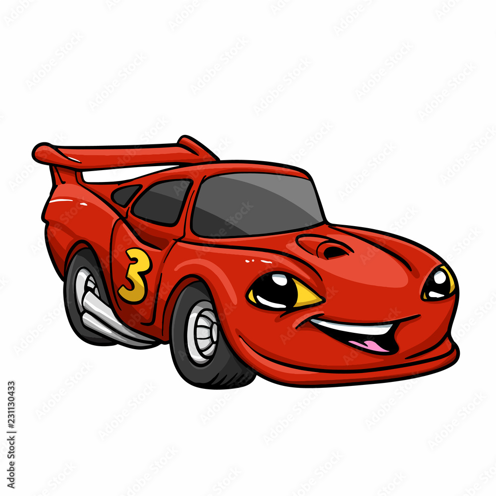 Car cartoon for kids - red car cartoon - happy car Vector Illustration Stock Vector | Adobe Stock Car cartoon for kids - red car cartoon - happy car Vector Illustration Stock Vector | Adobe Stock