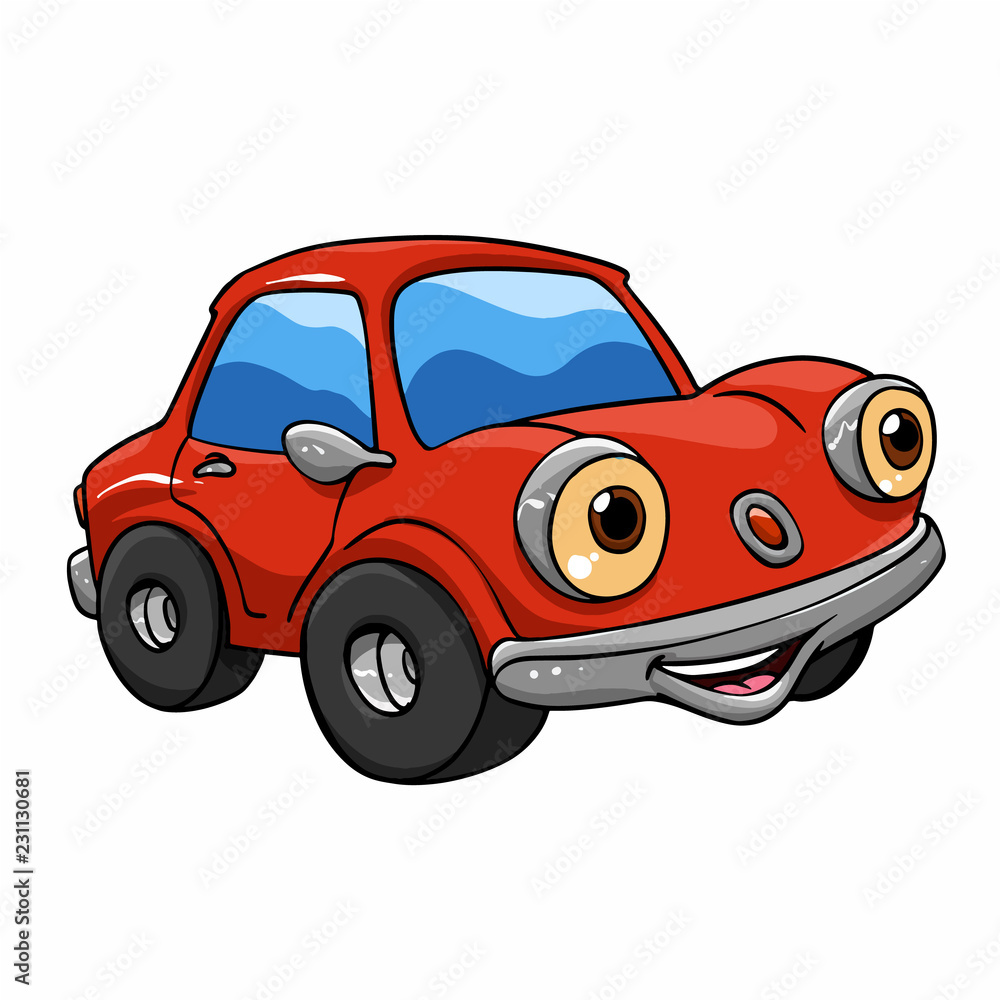 Funny cartoon cars - red car cartoon Vector Illustration Stock Vector ...