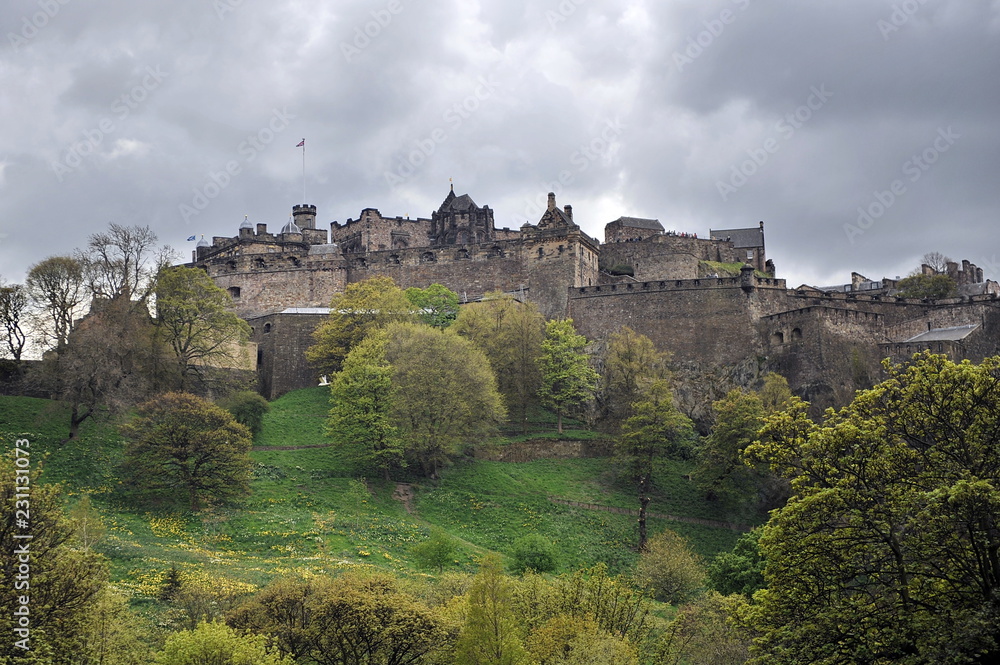 The ancient fortress on the Castle Rock in the center of the Scottish capital - Edinburgh.