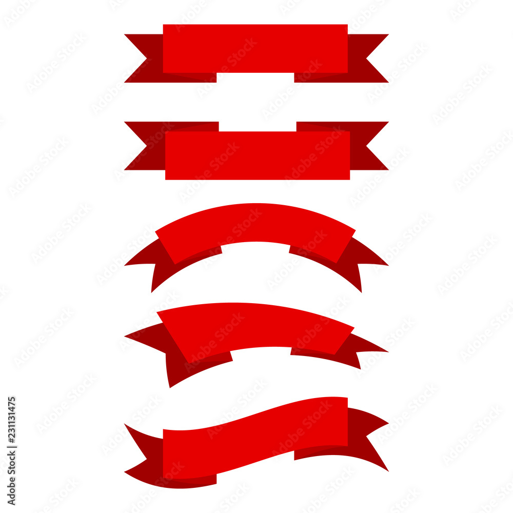 Set of red flat ribbons. Vector illustration. Set of red flat ribbons. Vector illustration.