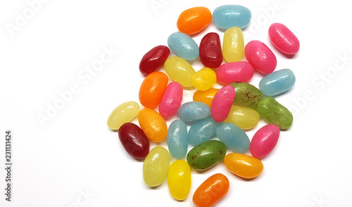 Colorful jelly beans on white
