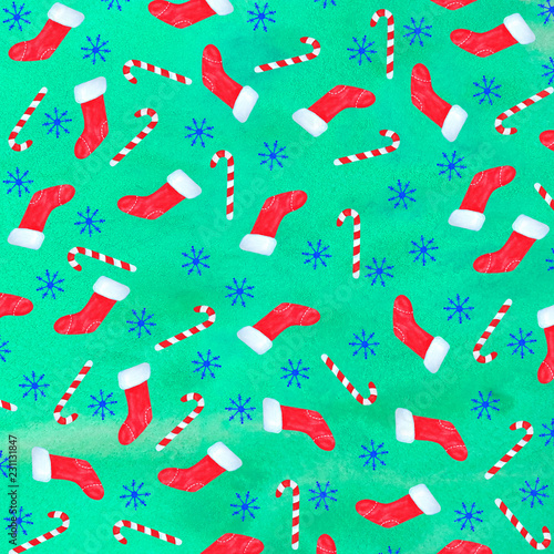 Pattern New Year Christmas watercolor