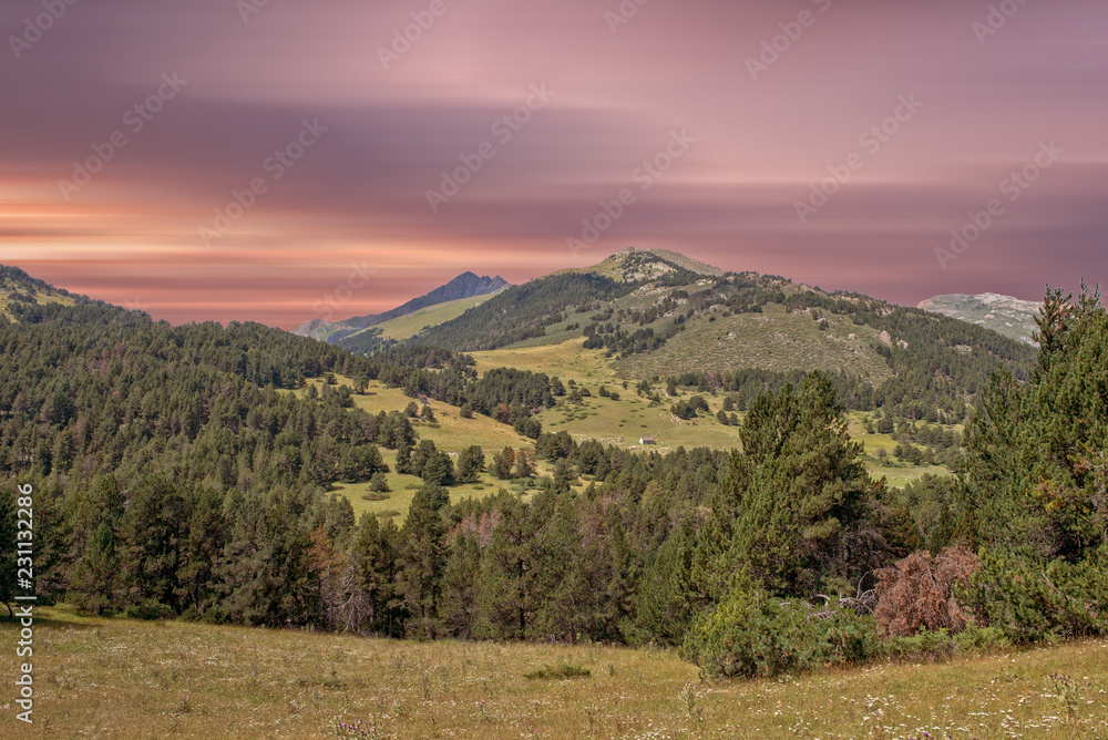 Mountains of aran valley during sunrise, Lleida