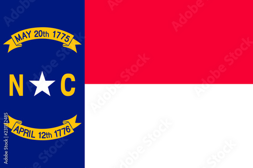 North Carolina vector flag. Vector illustration. United States of America. Raleigh
