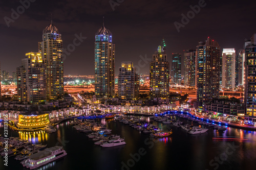 Dubai Marina skyline at night