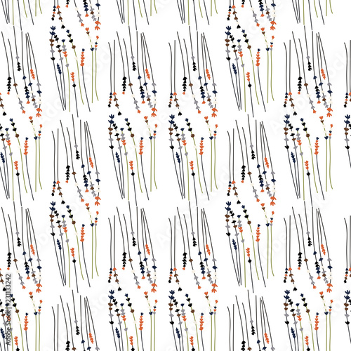 Fototapeta Naklejka Na Ścianę i Meble -  Vector floral seamless pattern with lavender flowers in pastel colors. Perfect for invitation cards, posters, banners, web design.