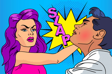 Fotobehang Pop art Slap relatie man vrouw popart  © kate_kalita