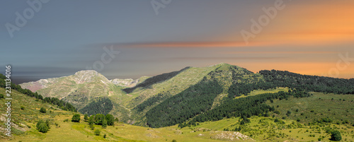 Mountains of aran valley during sunrise  Lleida