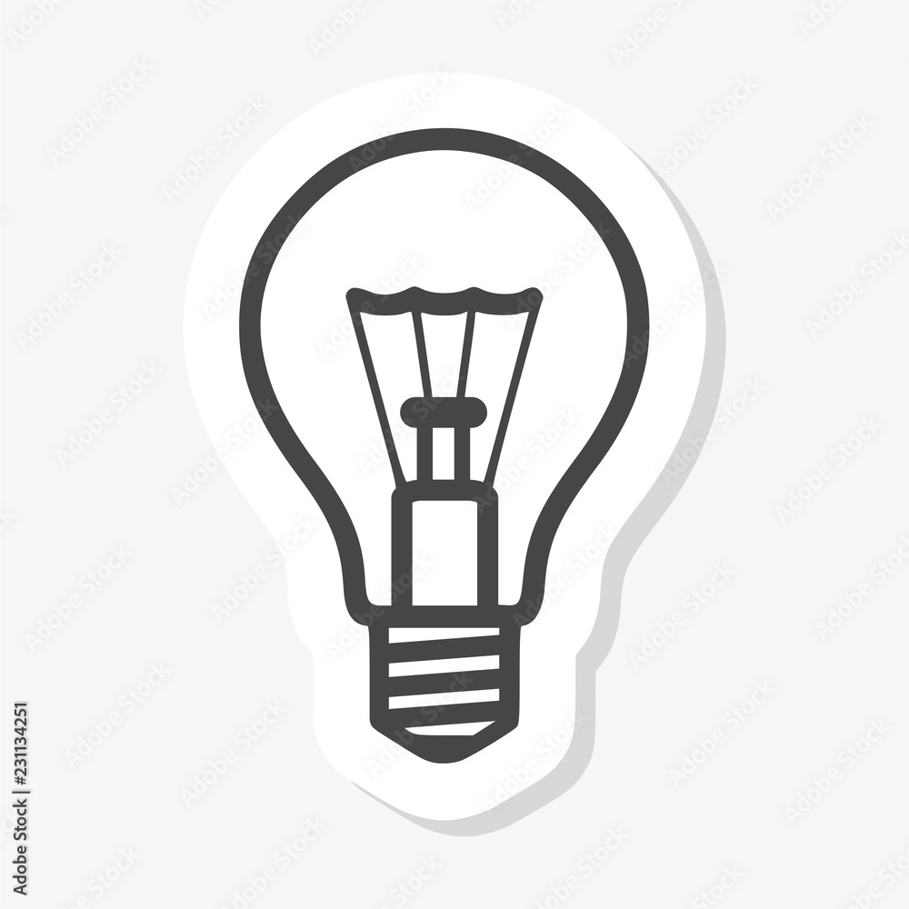 Light bulb sticker in white background 