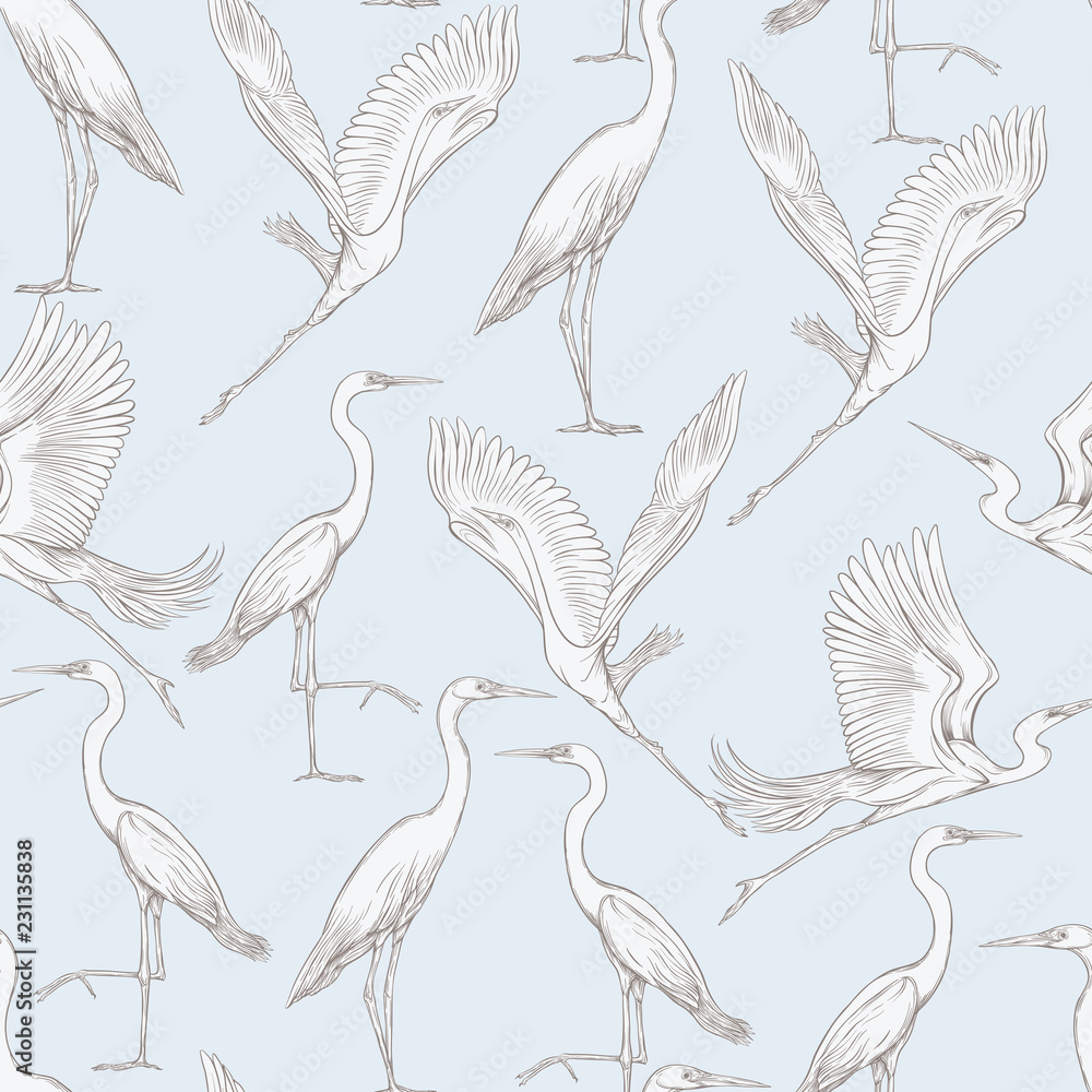 Naklejka premium Seamless pattern, background with tropical birds