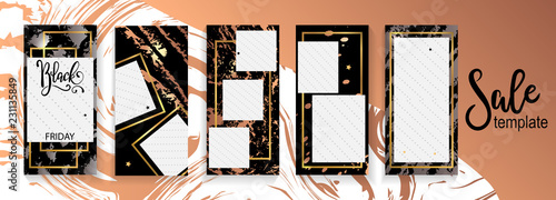 Set of Black Friday sale calligraphy banners. Vector flat illustration with black and golden colors. Use for mobile website banner, flyer template, poster, online shopping, ads, social media banners